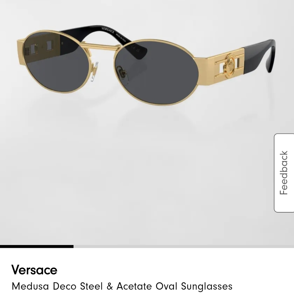 Versace Gold and Black Oval Sunglasses